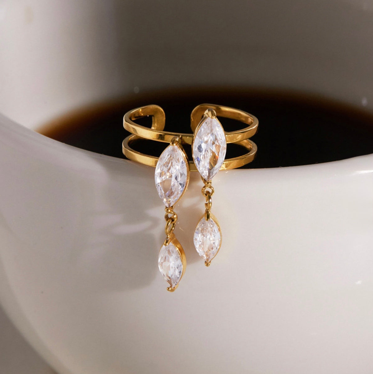 Vivica Adjustable Ring - 18k Gold Plated Stainless Steel