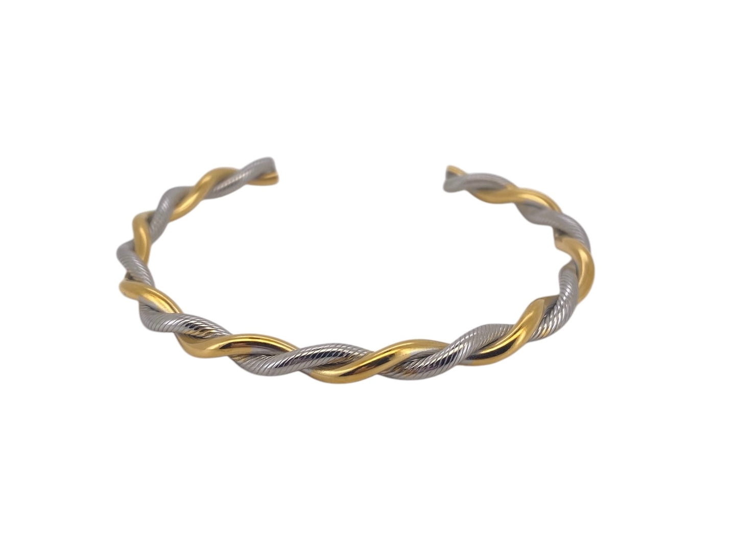 18k Gold Plated/Stainless Steel Twist Bangle