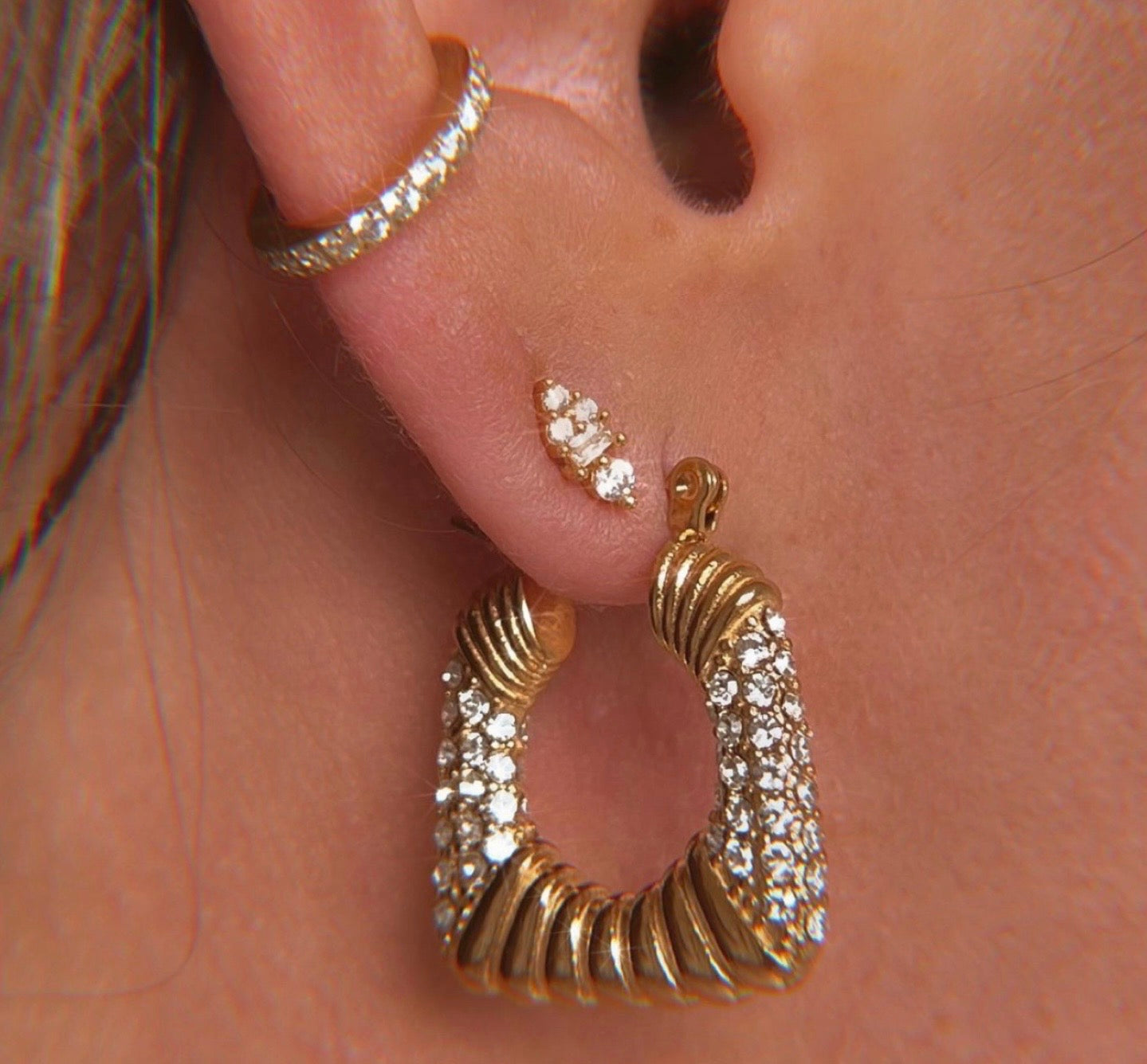 Crystal Earrings - 18k Gold Plated Stainless Steel