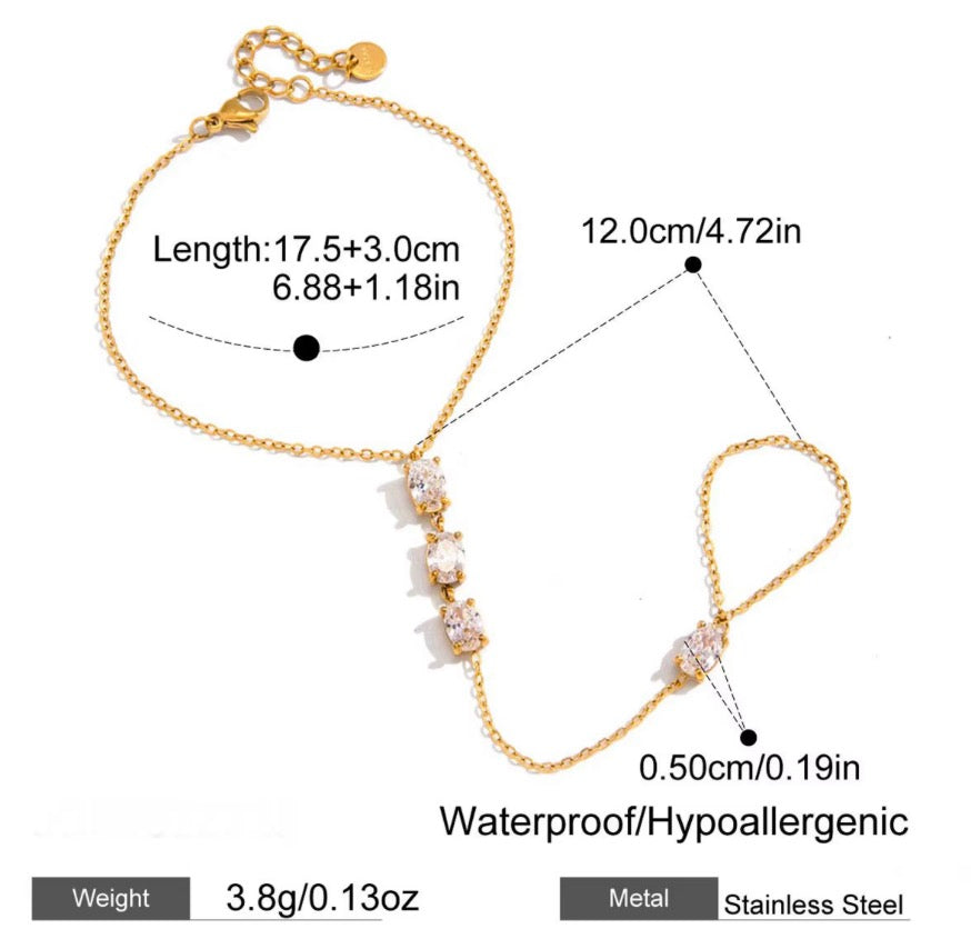 Margaux Hand Chain - 18k Gold Plated Stainless Steel