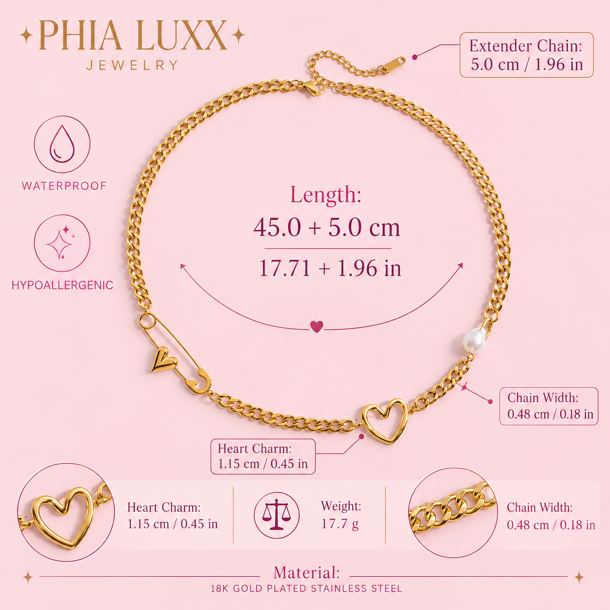 Love Rebel Necklace - 18k Gold Plated Stainless Steel