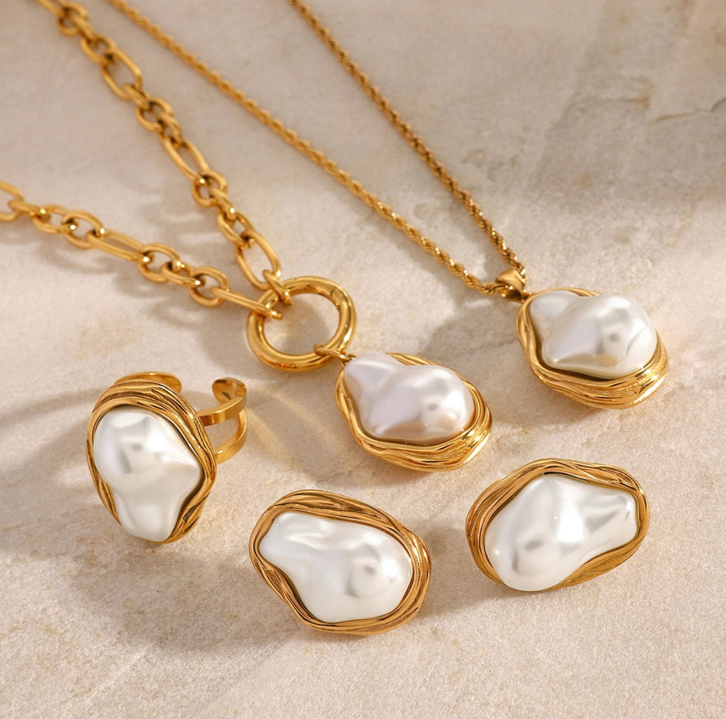 Golden Hour Earrings Necklace Ring Set