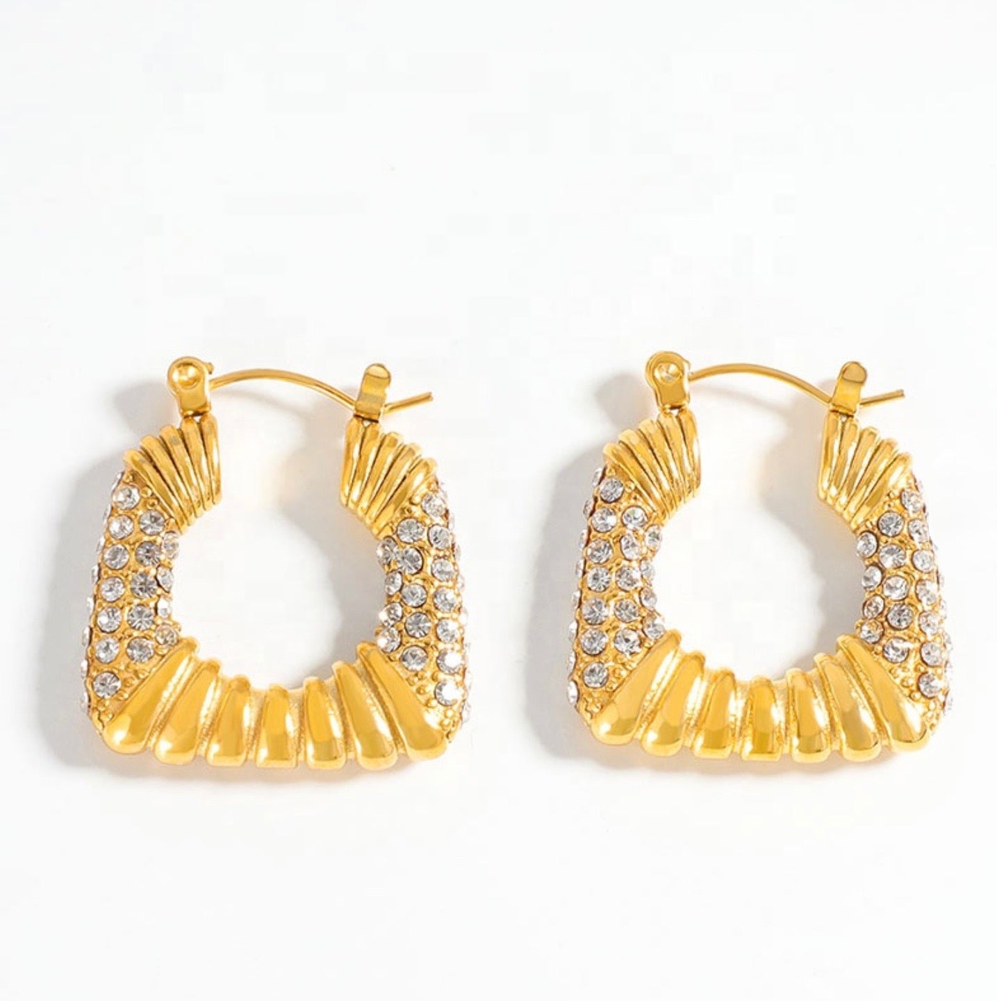 Crystal Earrings - 18k Gold Plated Stainless Steel