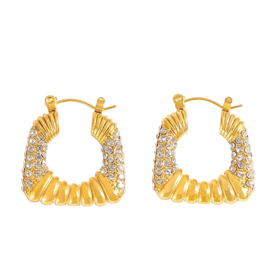 Crystal Earrings - 18k Gold Plated Stainless Steel