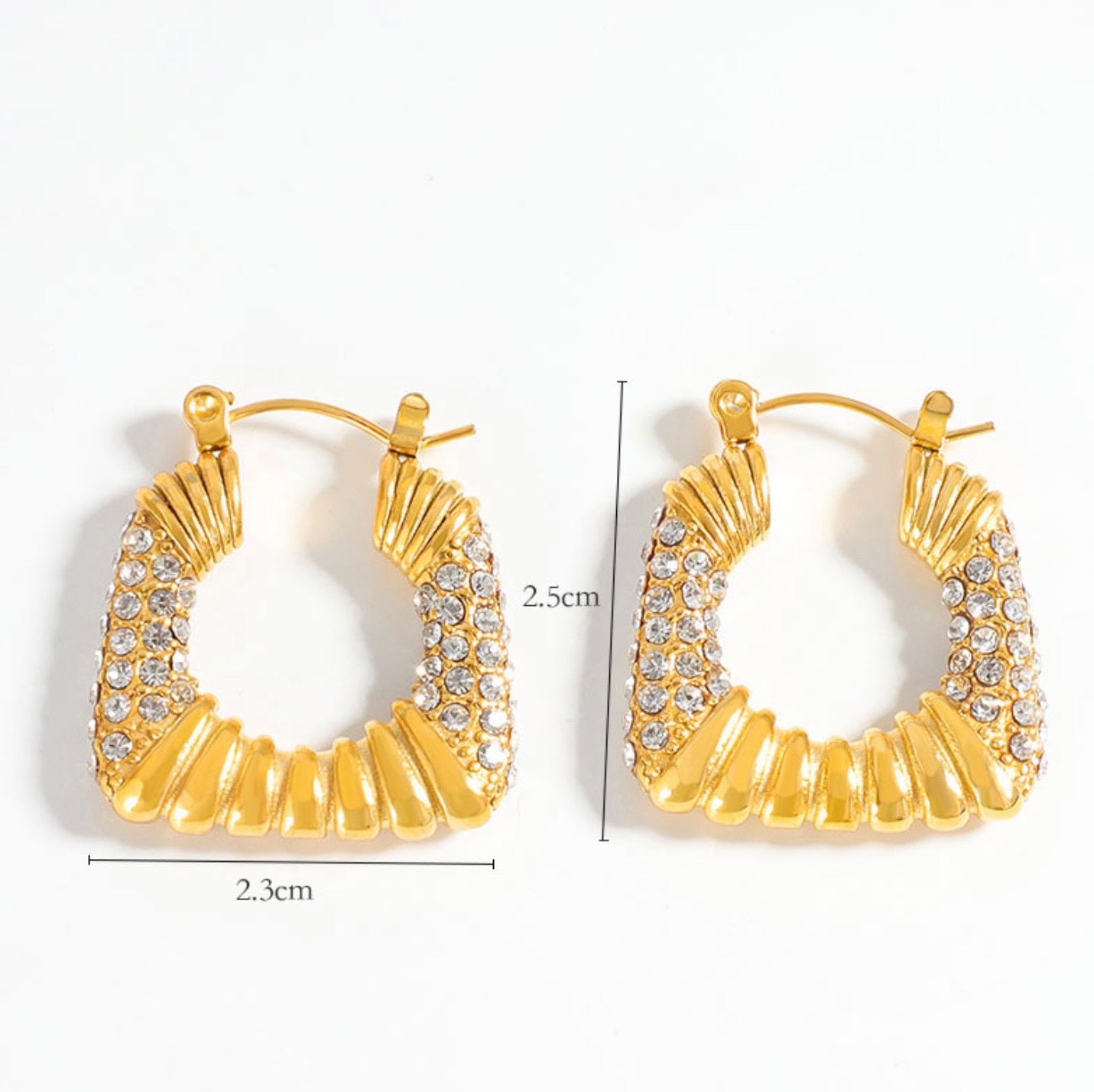 Crystal Earrings - 18k Gold Plated Stainless Steel