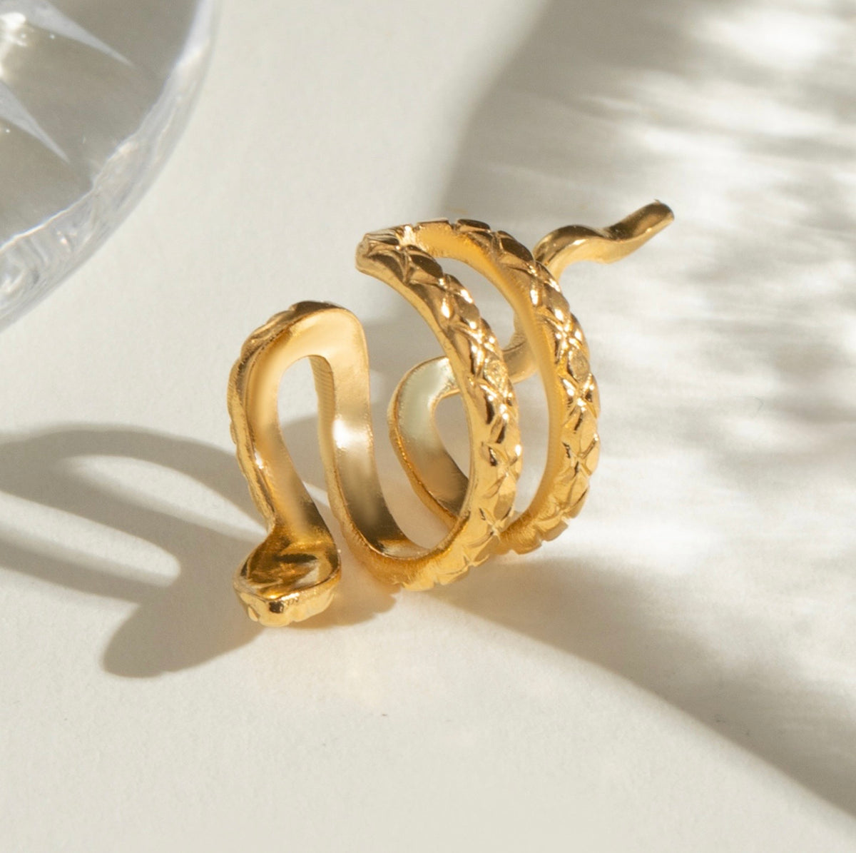 Venom Kiss Ear Cuff - 18k Gold Plated Stainless Steel Snake