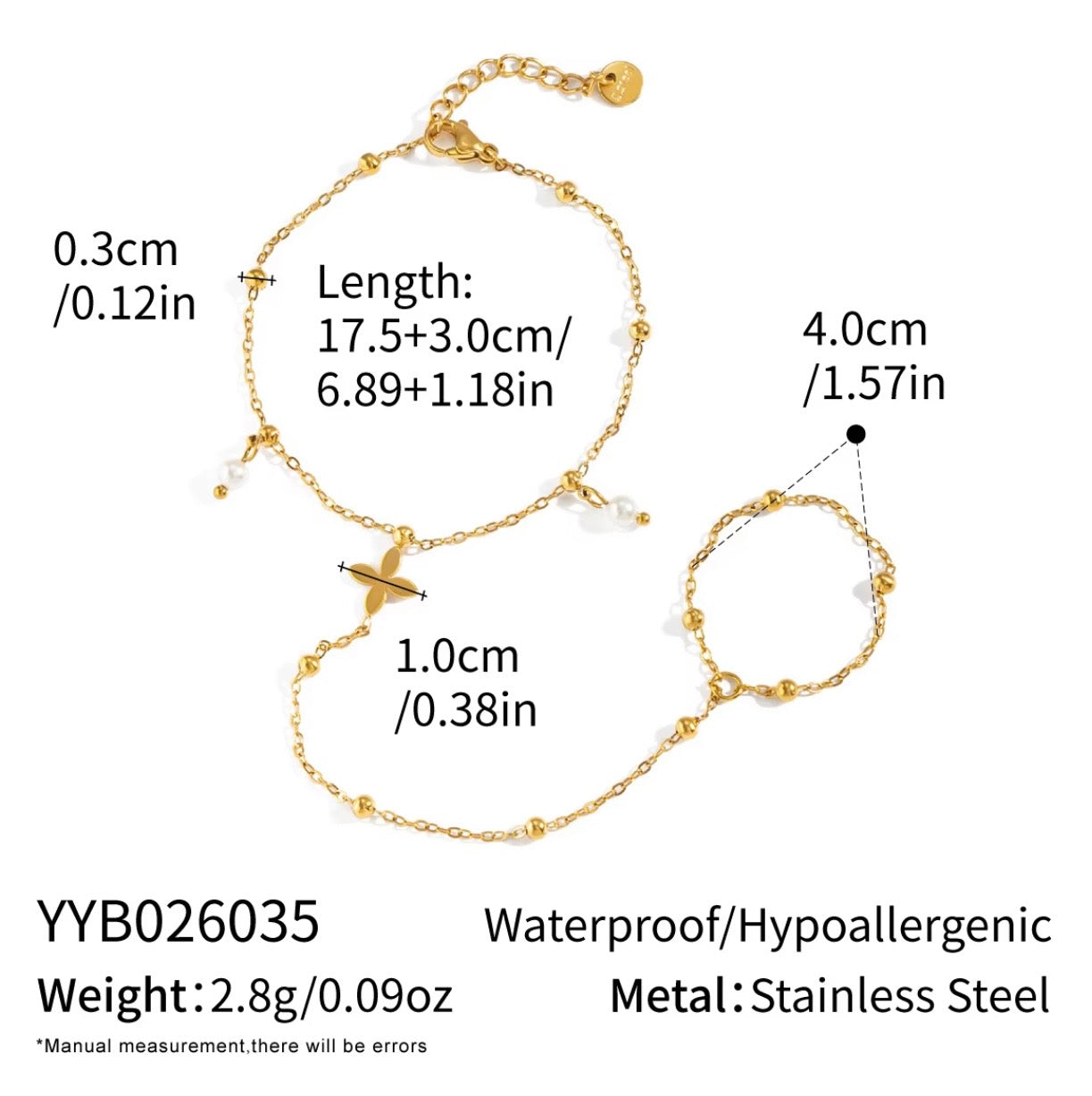 Marcella Hand Chain - 18k Gold Plated Stainless Steel