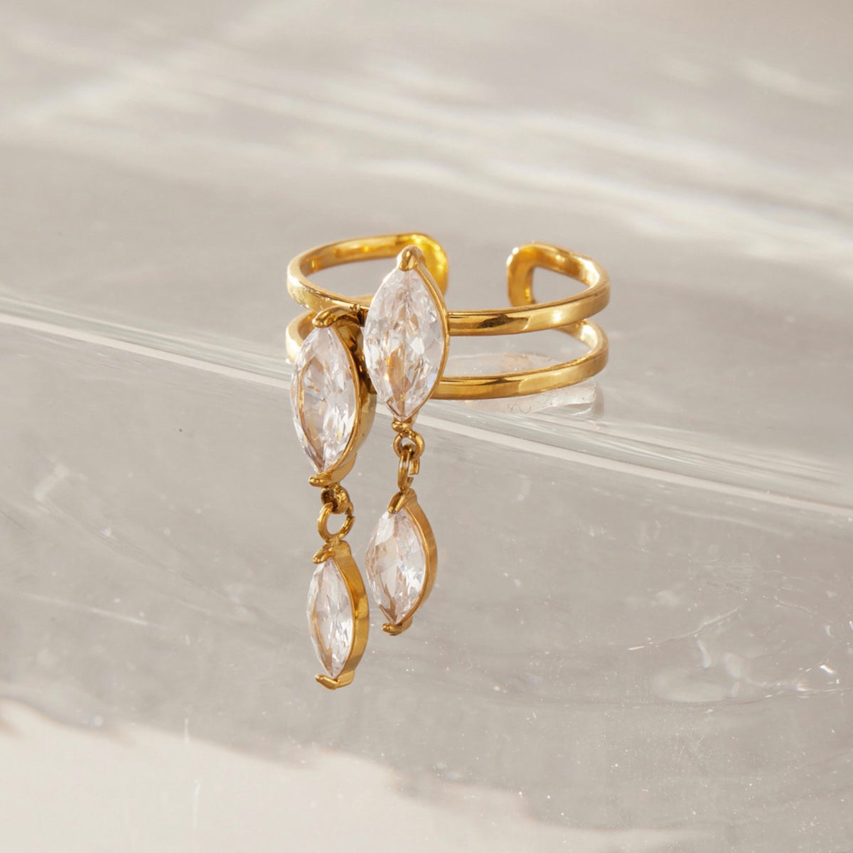 Vivica Adjustable Ring - 18k Gold Plated Stainless Steel