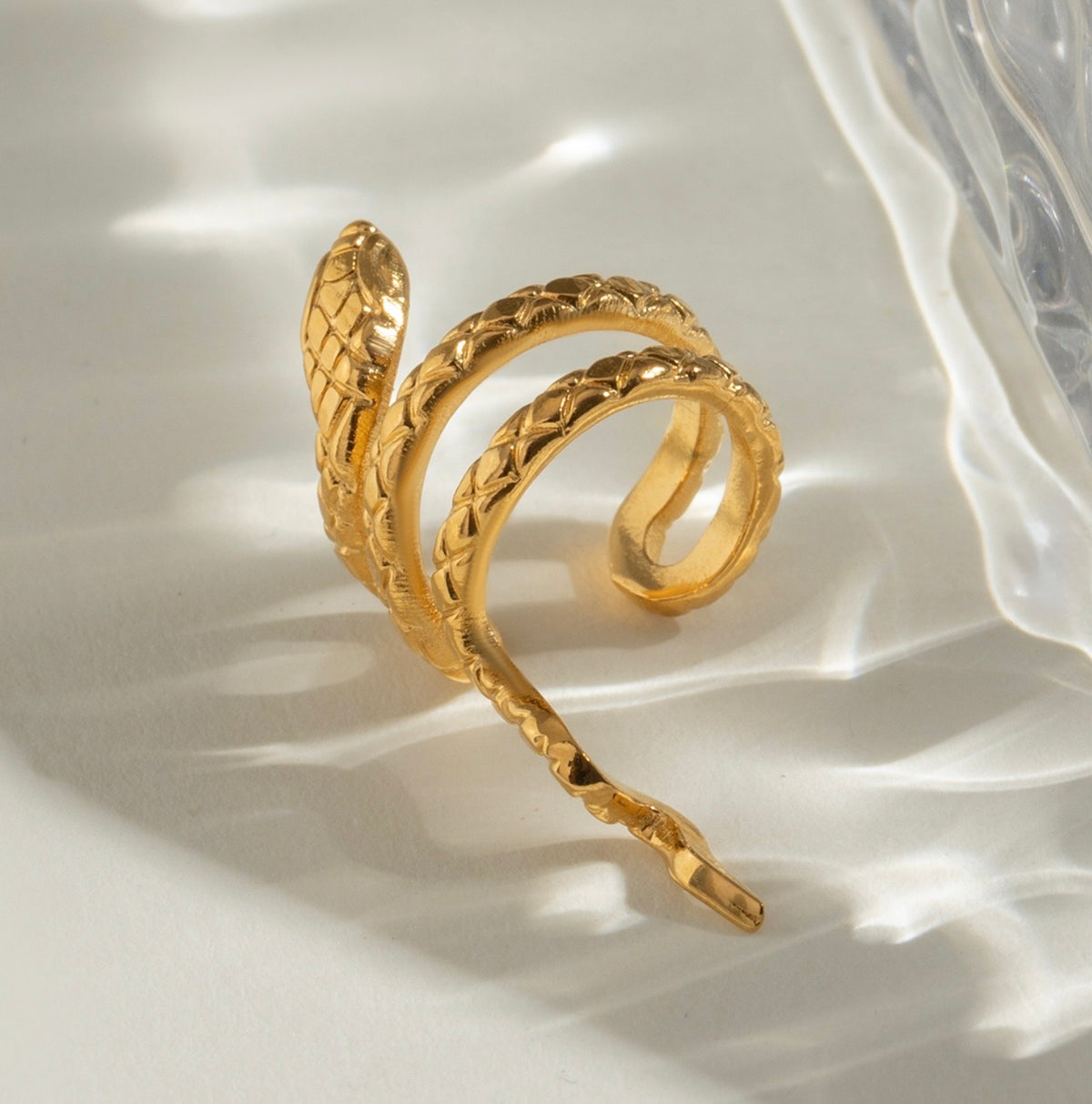 Venom Kiss Ear Cuff - 18k Gold Plated Stainless Steel Snake