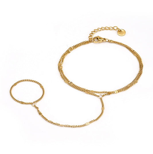 Azelle Hand Chain - 18k Gold Plated Stainless Steel
