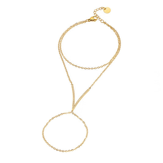Victoria Hand Chain - 18k Gold Plated Stainless Steel