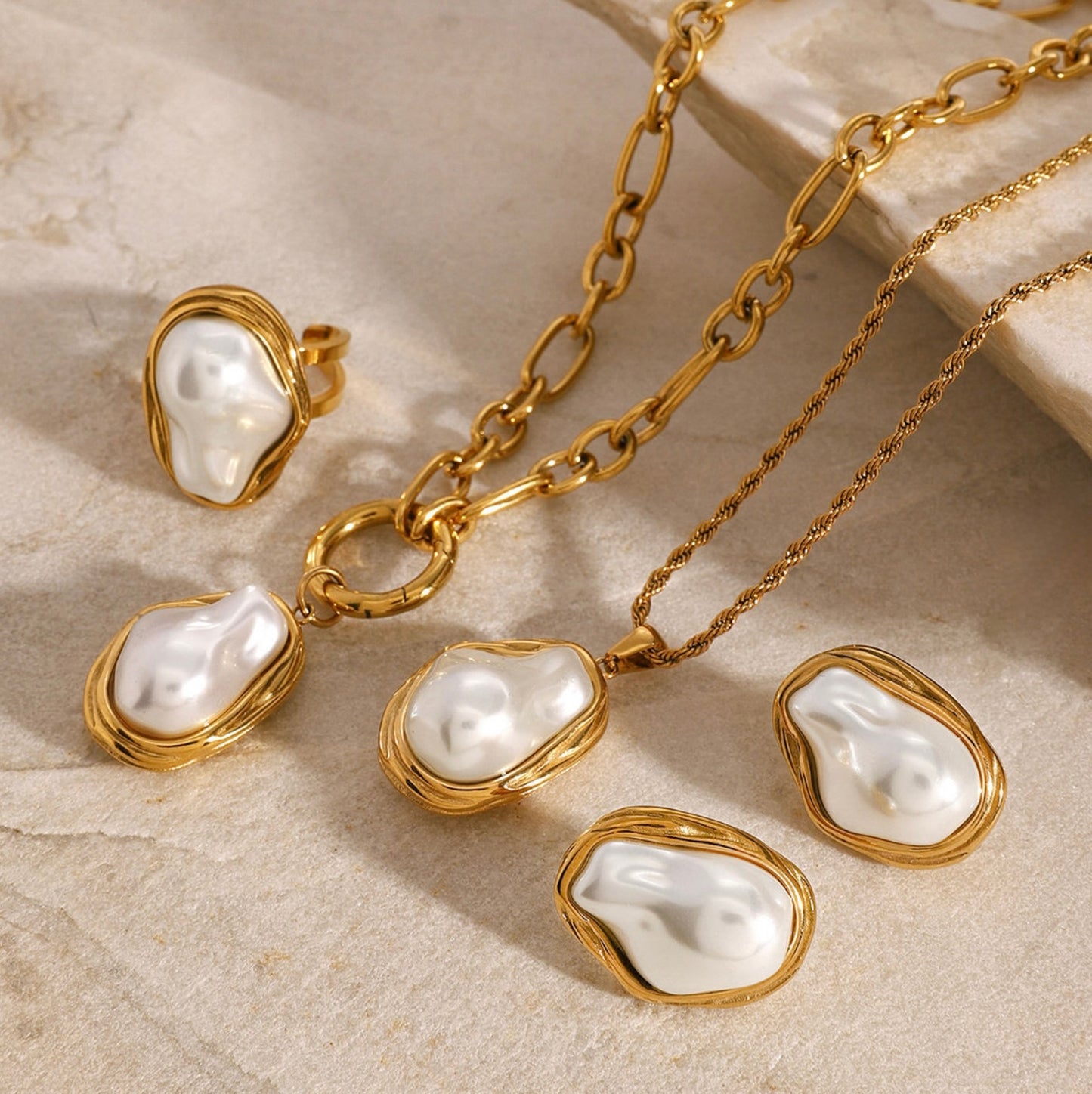 Golden Hour Earrings Necklace Ring Set