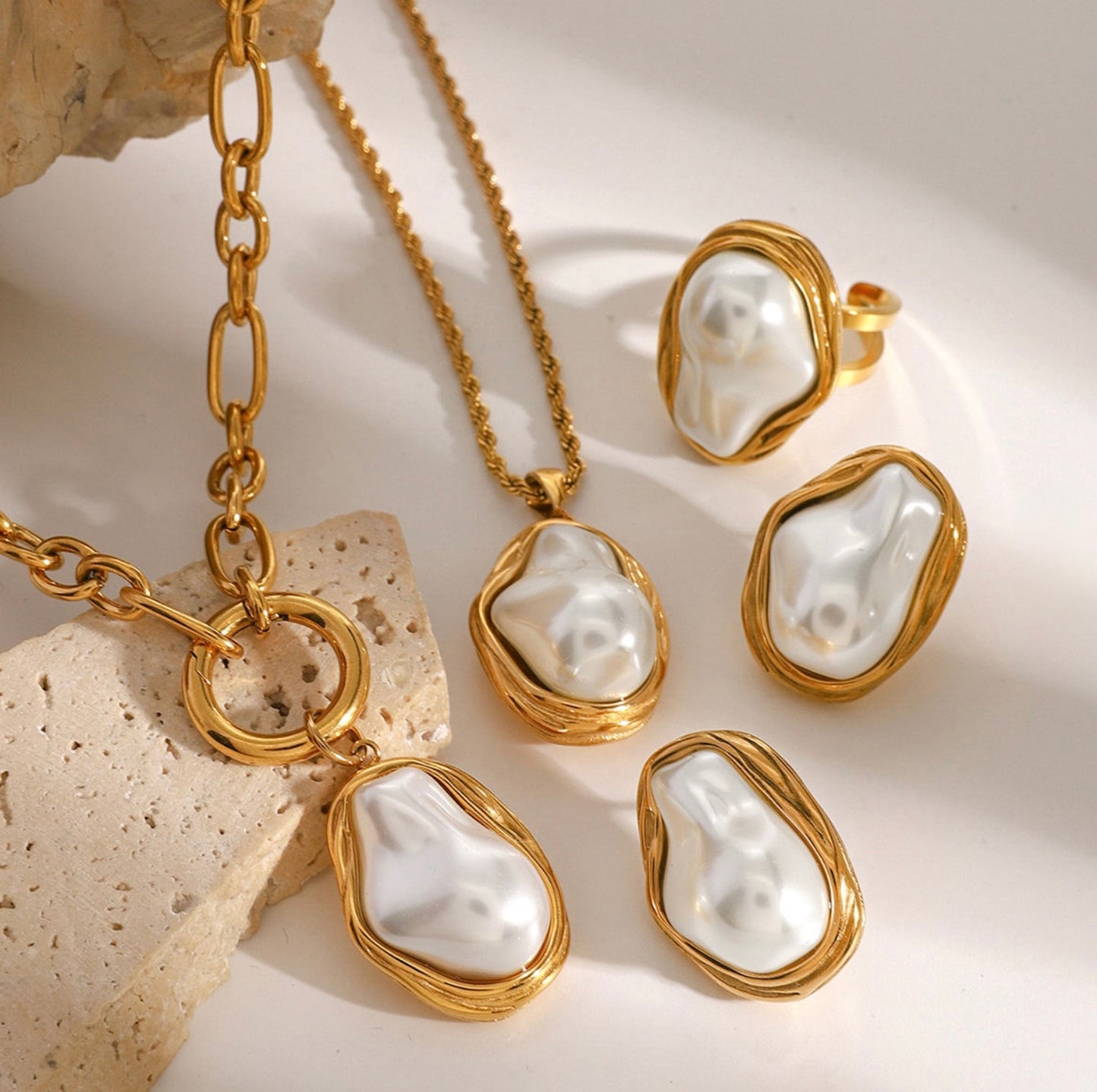 Golden Hour Earrings Necklace Ring Set