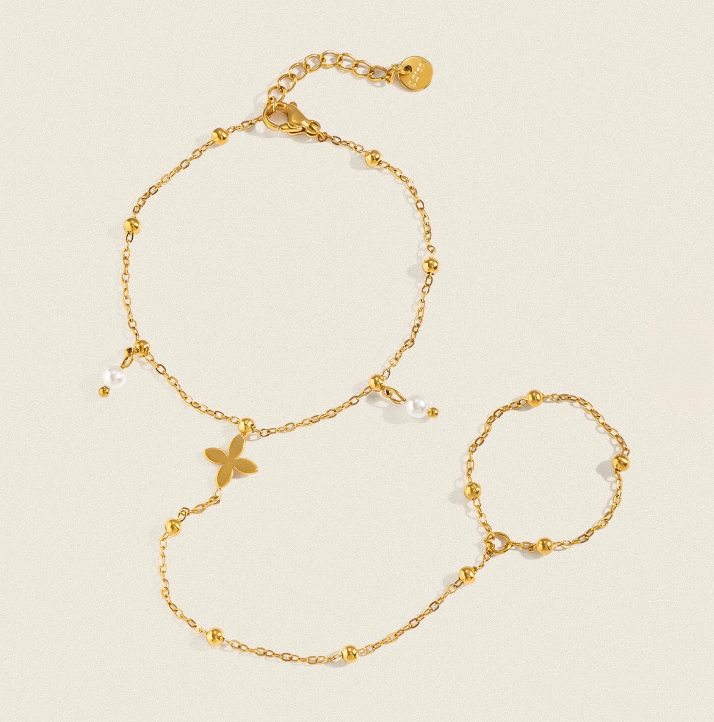 Marcella Hand Chain - 18k Gold Plated Stainless Steel