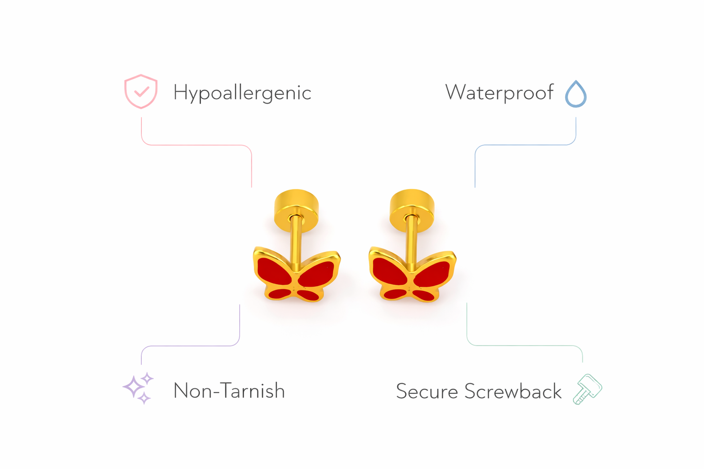 Kids Lyra Butterfly Screwback Earrings