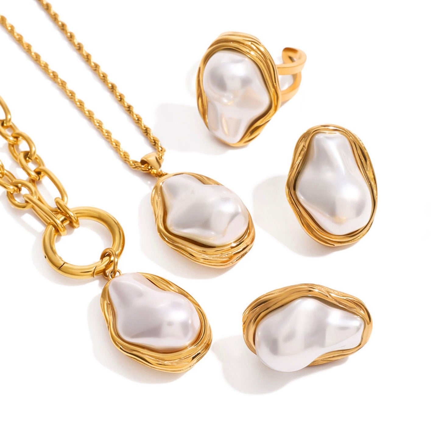 Golden Hour Earrings Necklace Ring Set
