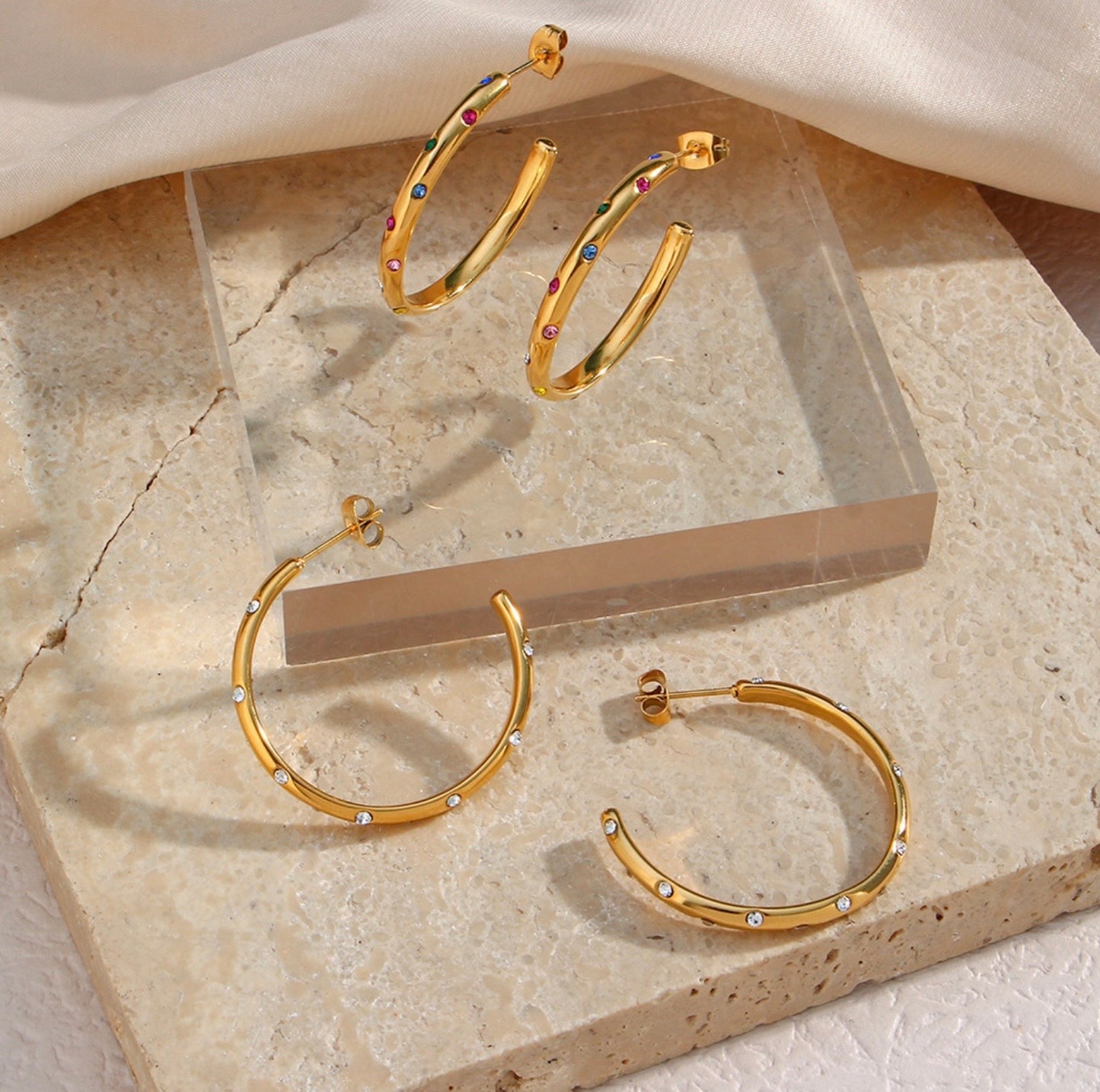 Beverly Earrings - 18k Gold Plated Stainless Steel