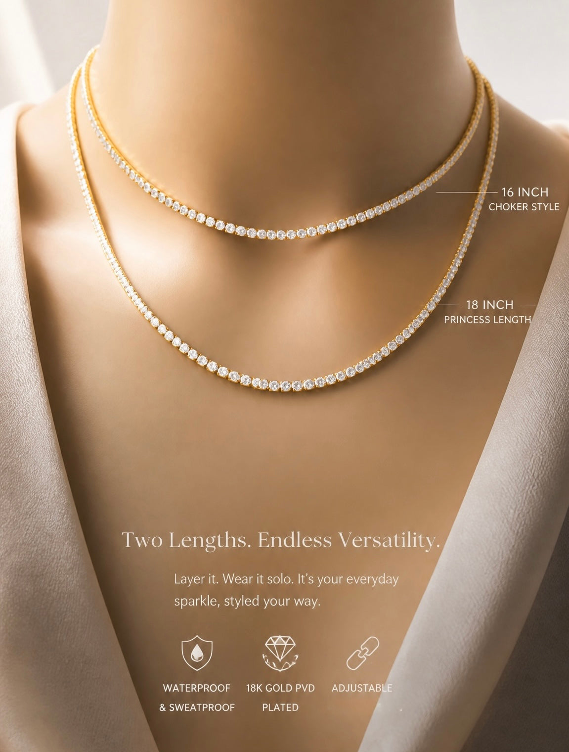 Yara Necklace - 18k Gold Plated Stainless Steel