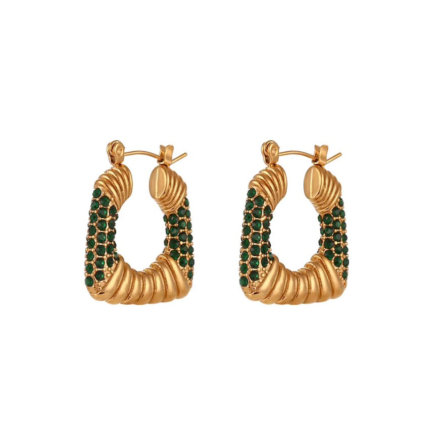 Crystal Earrings - 18k Gold Plated Stainless Steel