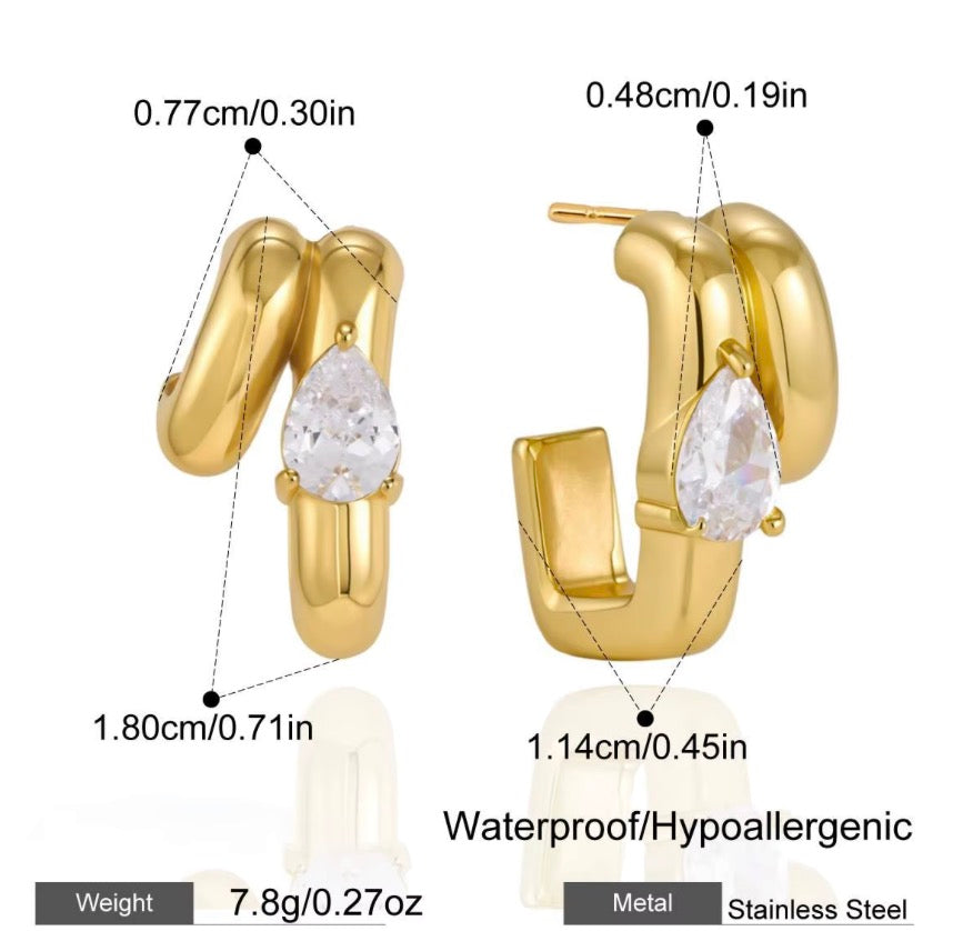 Petra Earrings - 18k Gold Plated Stainless Steel