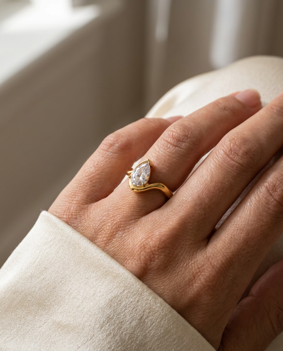 Gemma Ring - 18k Gold Stainless Steel