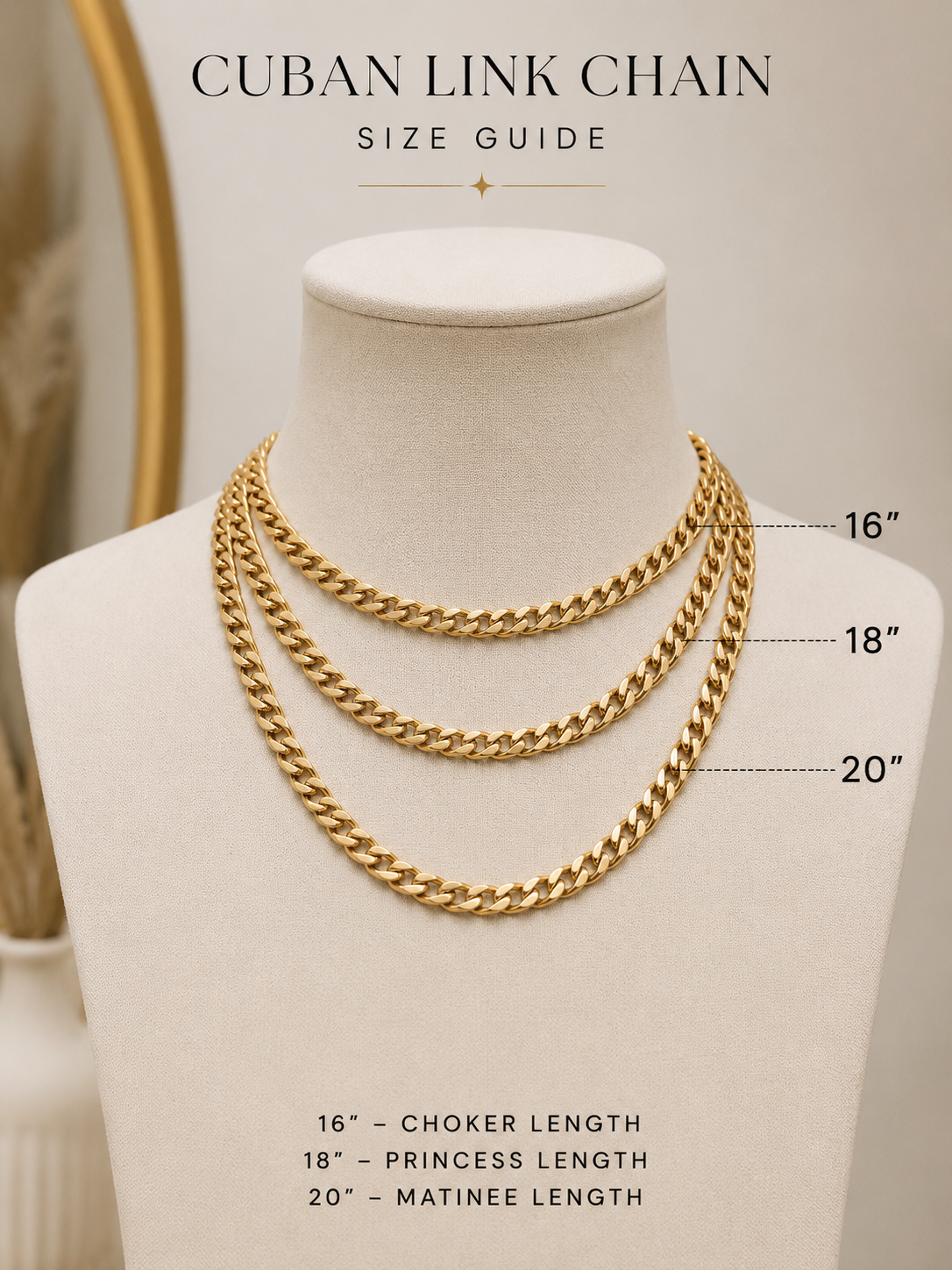 Cuban Link Chain Necklace - 18k Gold Plated Stainless Steel