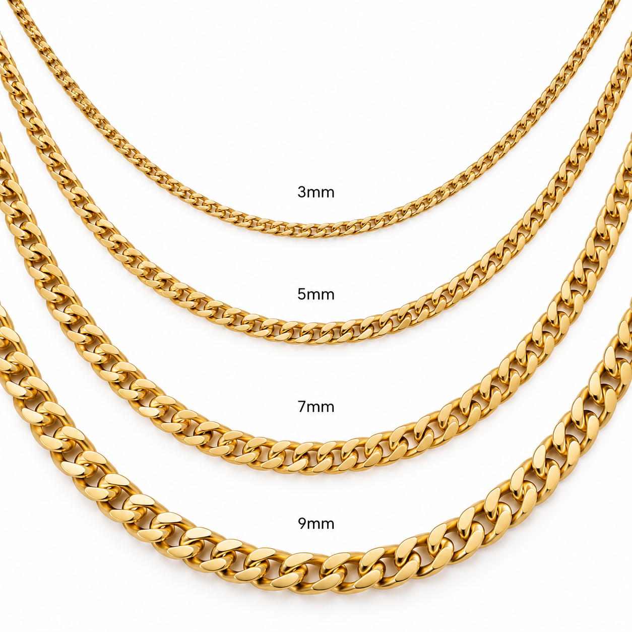 Cuban Link Chain Necklace - 18k Gold Plated Stainless Steel