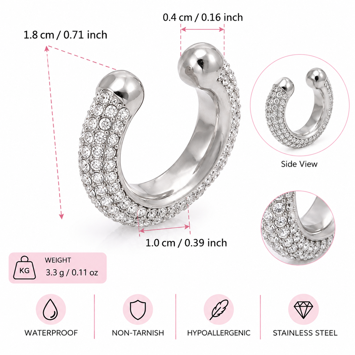 Nadia Ear Cuff - 18k Gold Plated Stainless Steel