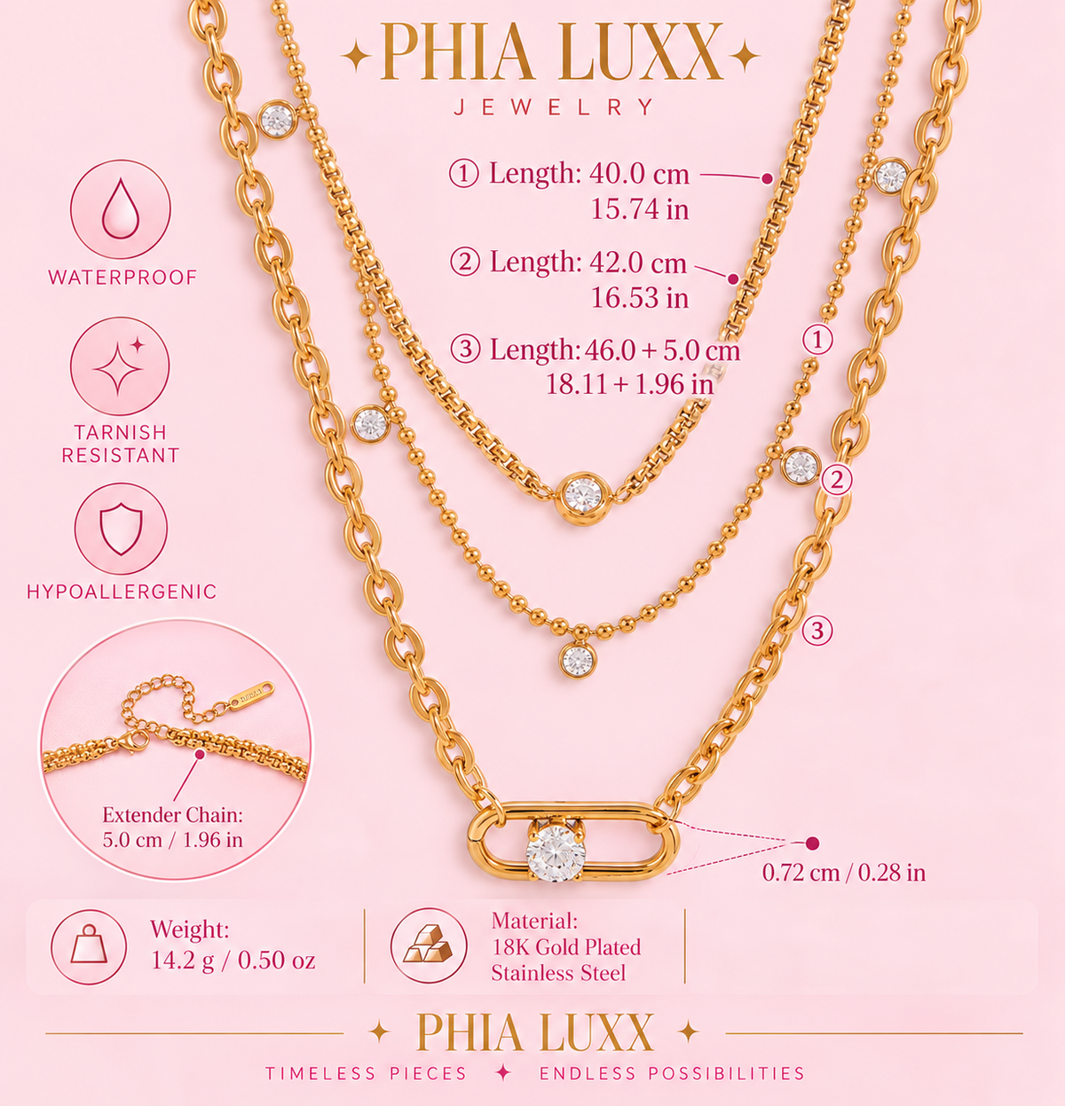 Romina Necklace - 18k Gold Plated Stainless Steel