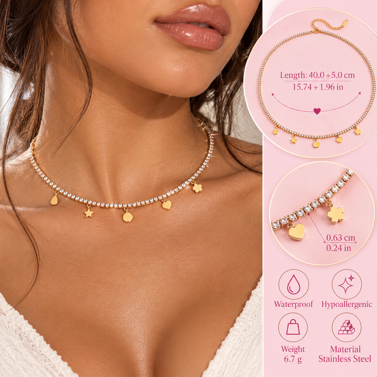 Estelle Necklace - 18k Gold Plated Stainless Steel