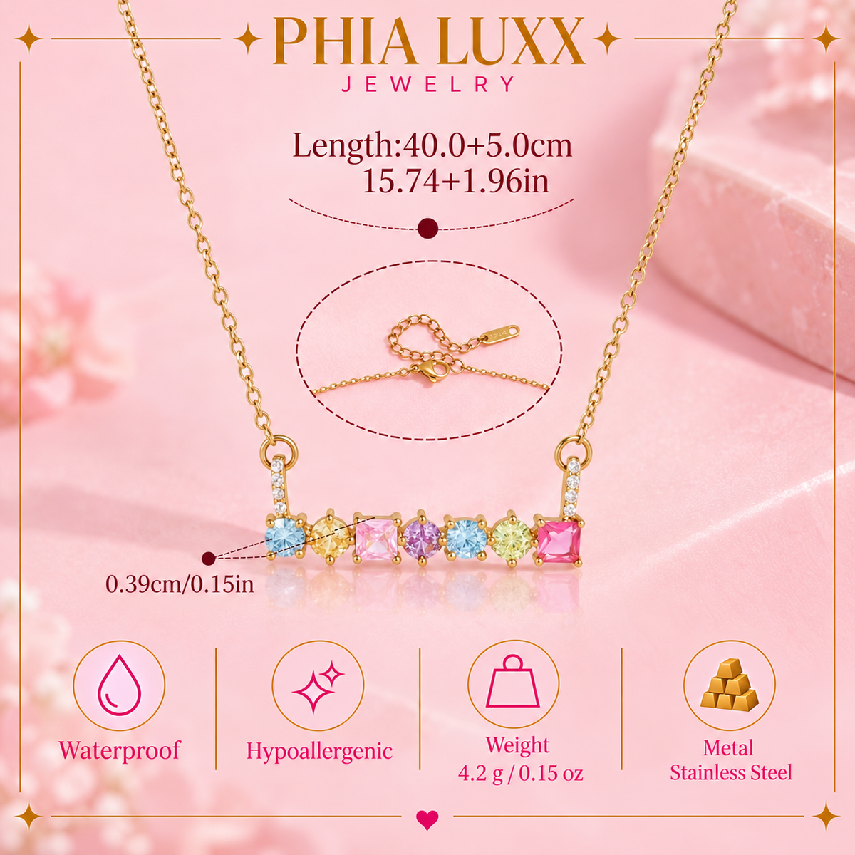 Lilia Necklace - 18k Gold Plated Stainless Steel