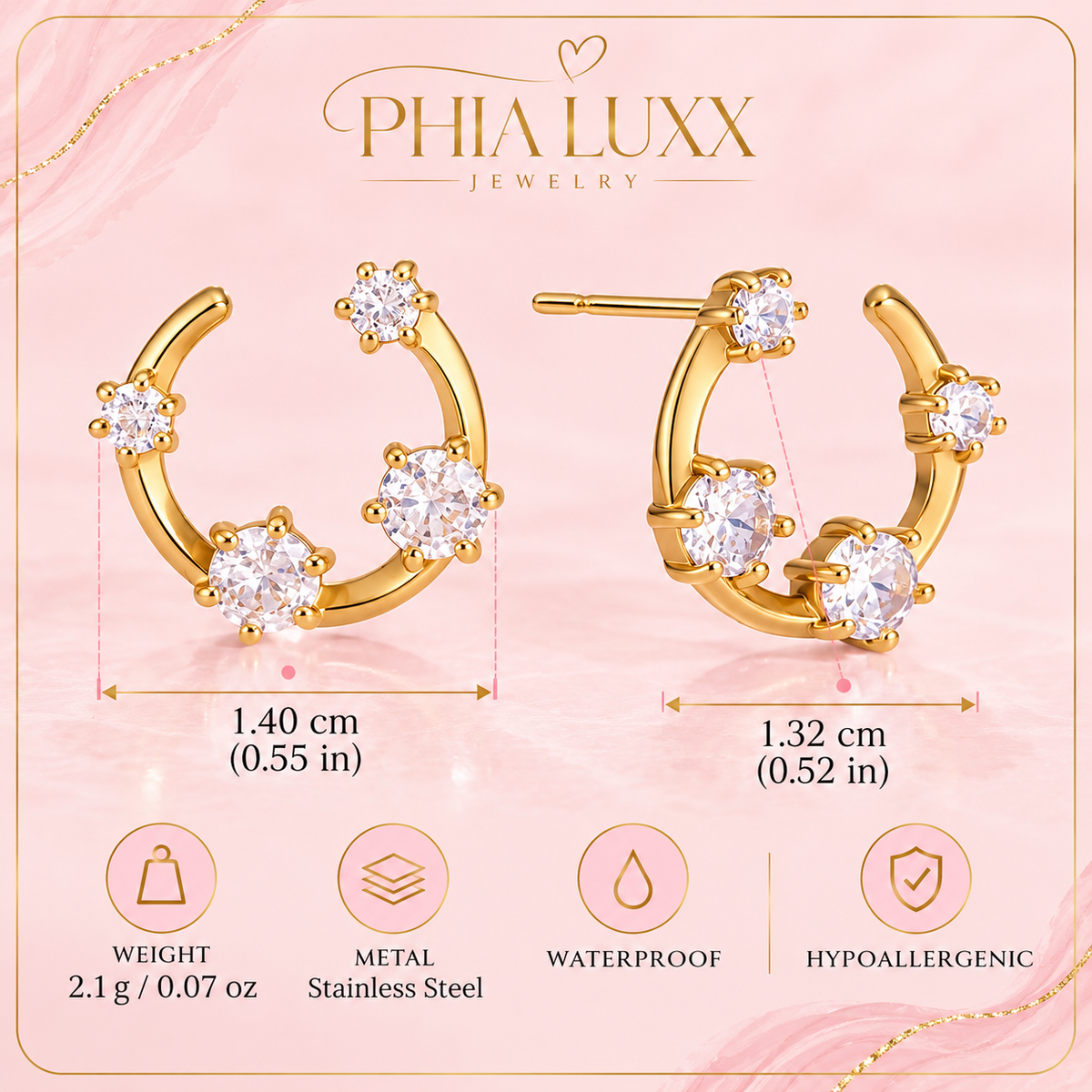 Dehlia Earrings - 18k Gold Plated Stainless Steel